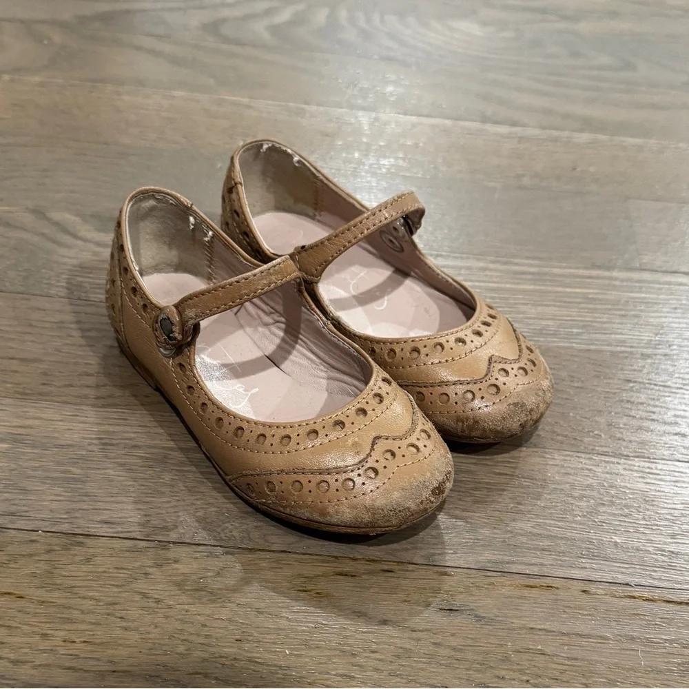 Papanatas Brown Leather Mary Janes Sz 24 Girls | Spanish Wingtip Shoes